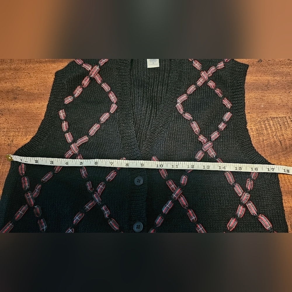 Vintage 90s Pendleton Sweater Vest Womens Petite Small Black Wool Ugly Christmas - Picture 11 of 12